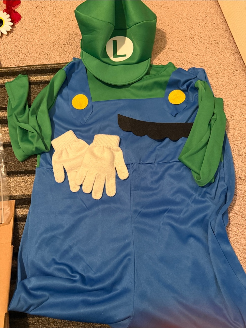 Women’s Luigi costume Green and Blue Superhero Costume with White Gloves